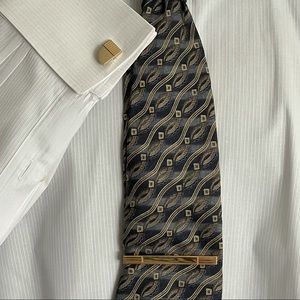 Vintage Gold-Tone Engravable Tie Bar and Cuff Links Set